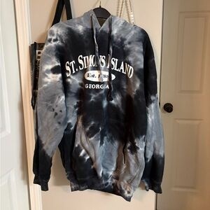 St. Simons Island Georgia Tie-Dye Hoodie - Black & Gray